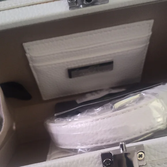 Sam Edelman Shayna White Clutch with Blue and Gray Studs. Leather Bag - Picture 5 of 5